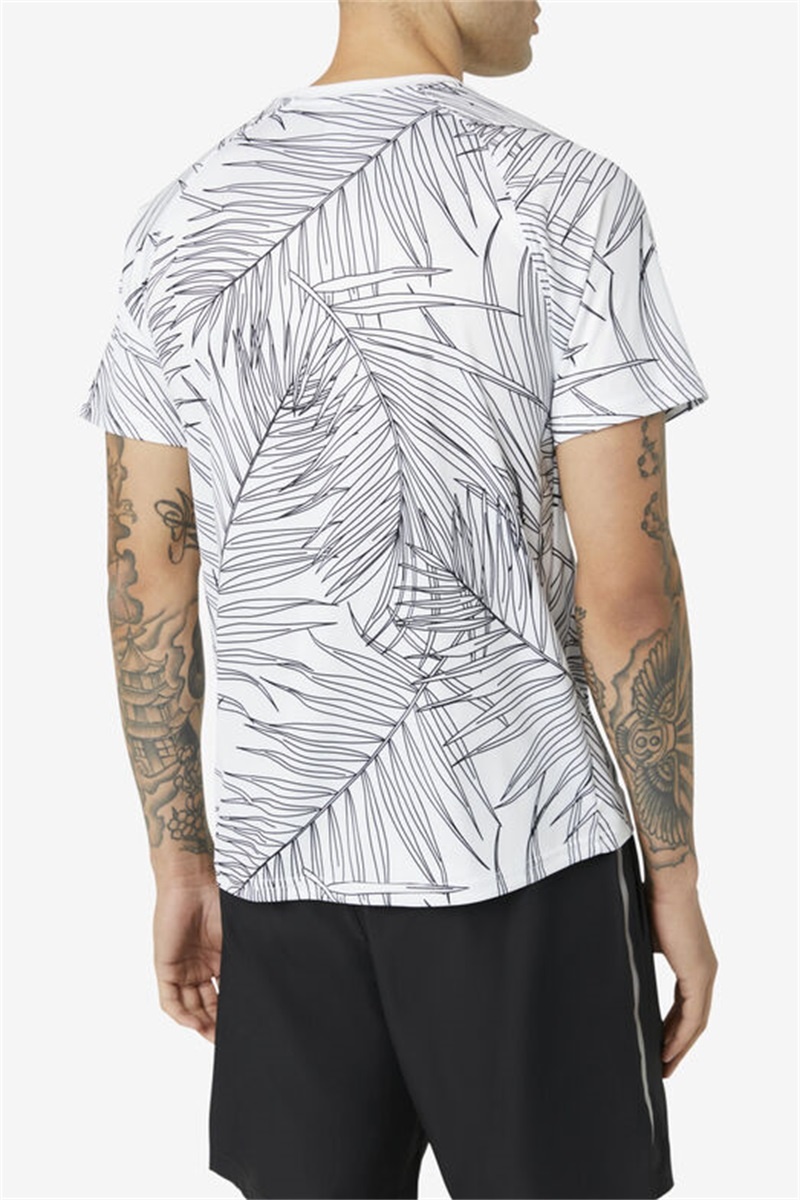 White / White Men's Fila Pickleball Short Sleeve Crew Shirts | Saudi Arabia-320598