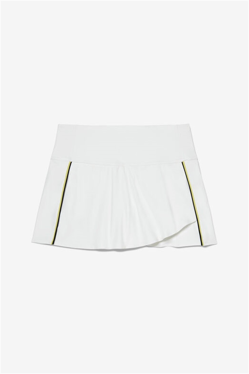 White / Yellow / Black Women\'s Fila Backspin Wrap Skirts | Saudi Arabia-472538