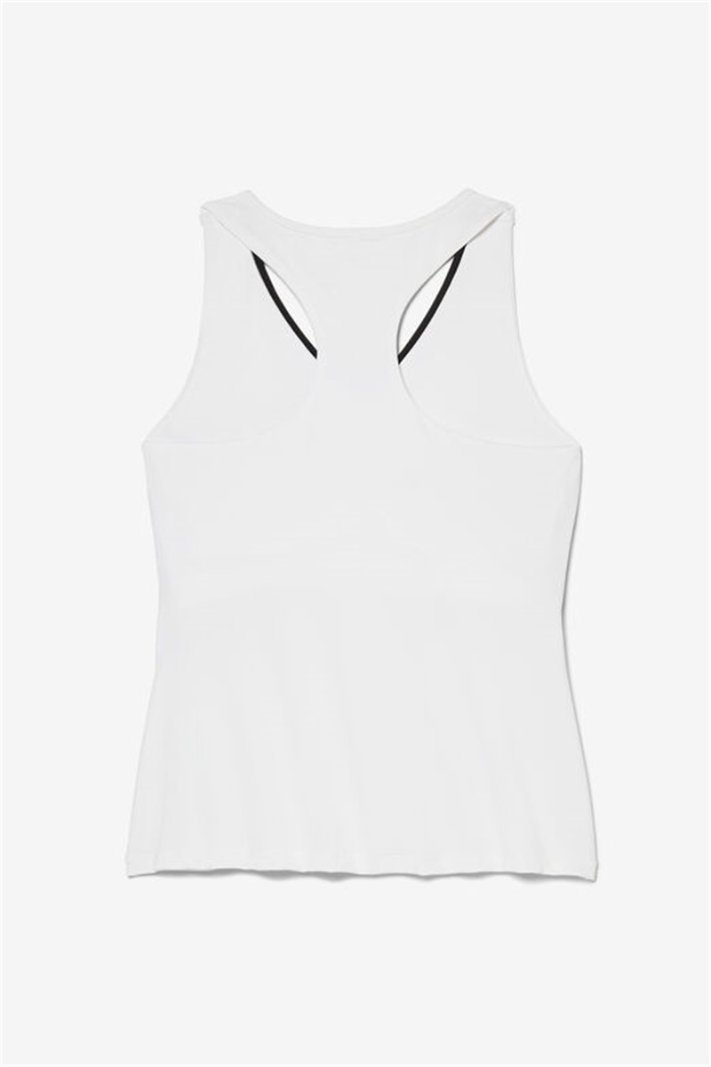 White / Yellow / Black Women's Fila Backspin Racerback Tanks | Saudi Arabia-540832