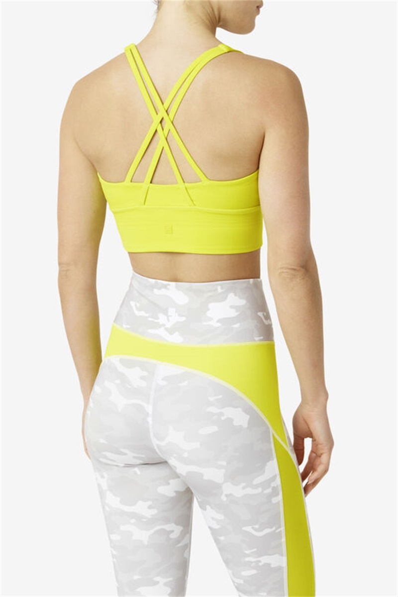 Yellow Women's Fila Uplift Cross Back Top Bras | Saudi Arabia-709235