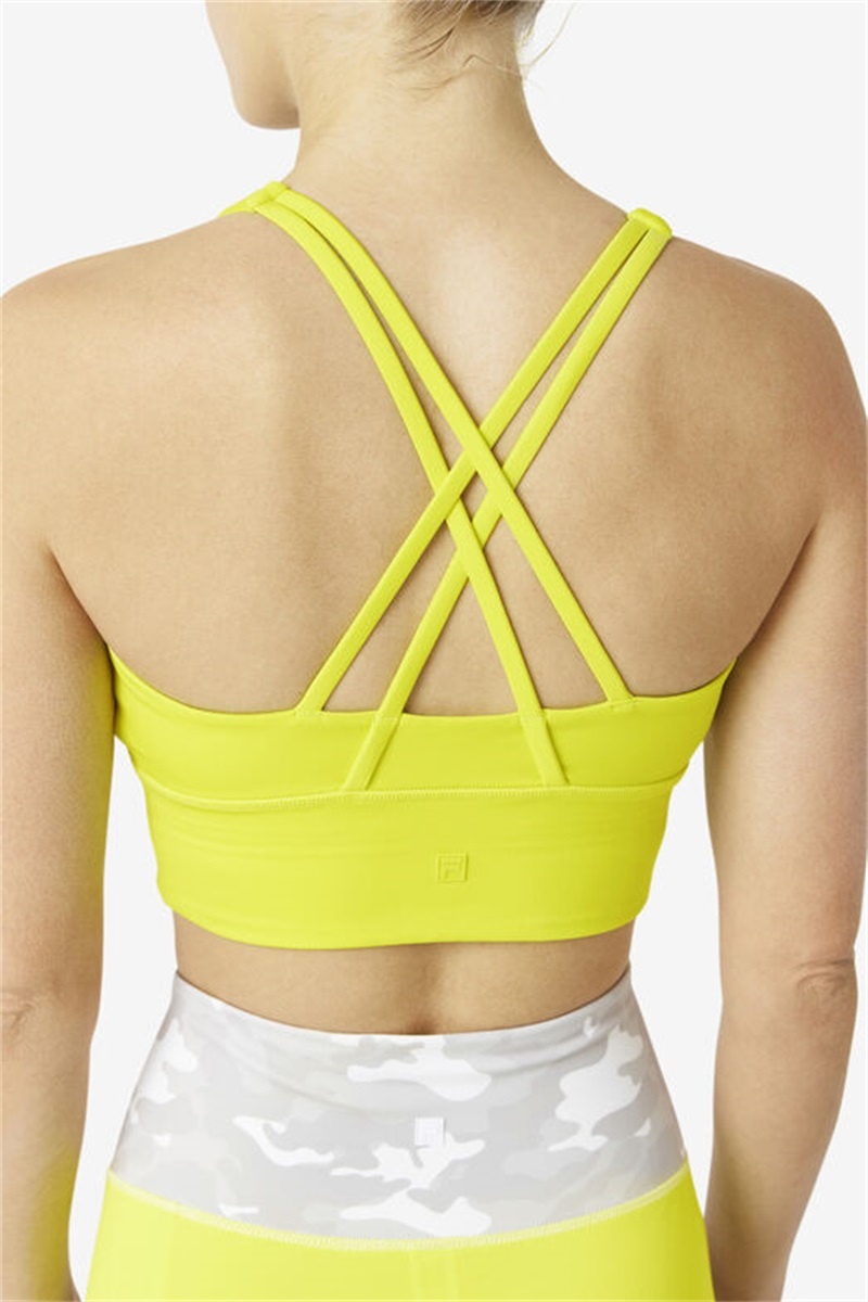 Yellow Women's Fila Uplift Cross Back Top Bras | Saudi Arabia-709235