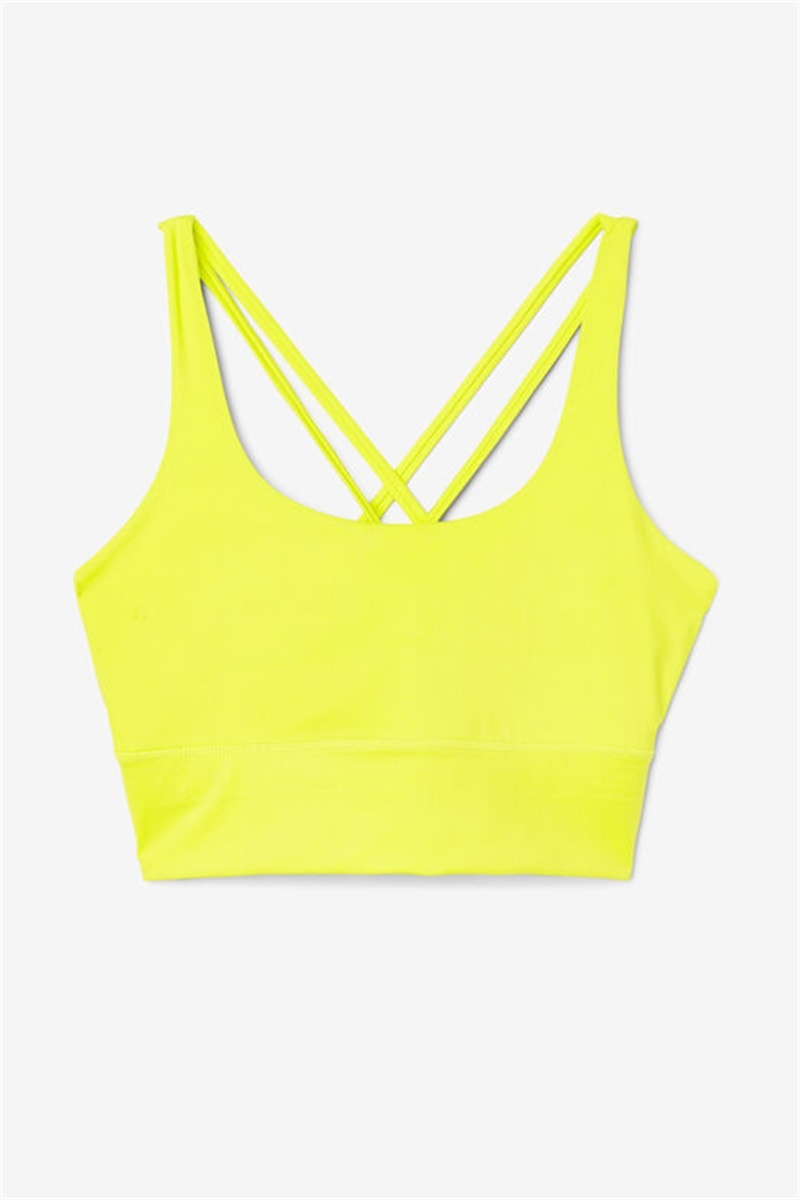Yellow Women\'s Fila Uplift Cross Back Top Bras | Saudi Arabia-709235