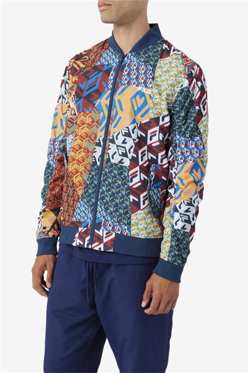 Yellow / White Men's Fila Mav Bomber Jacket | Saudi Arabia-416092