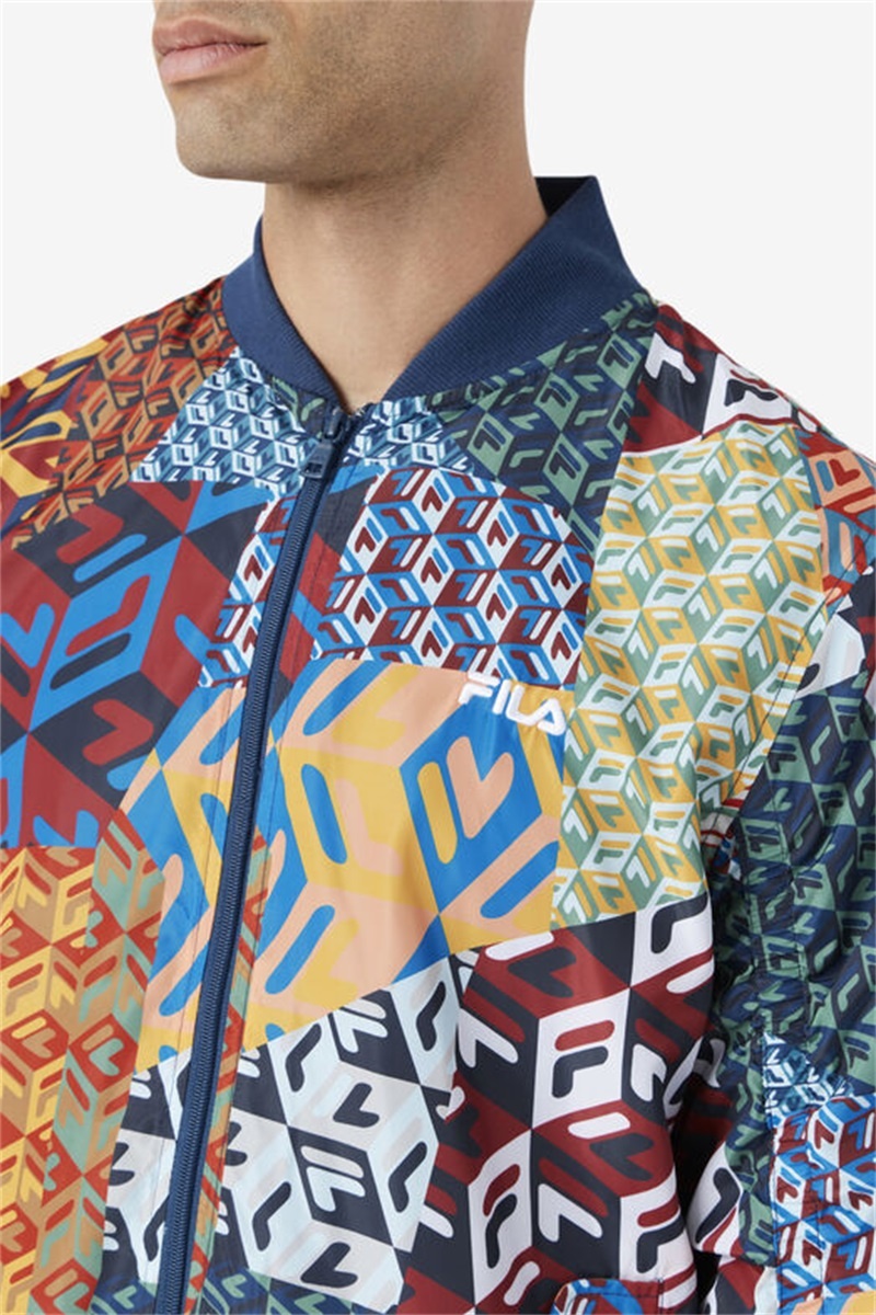 Yellow / White Men's Fila Mav Bomber Jacket | Saudi Arabia-416092