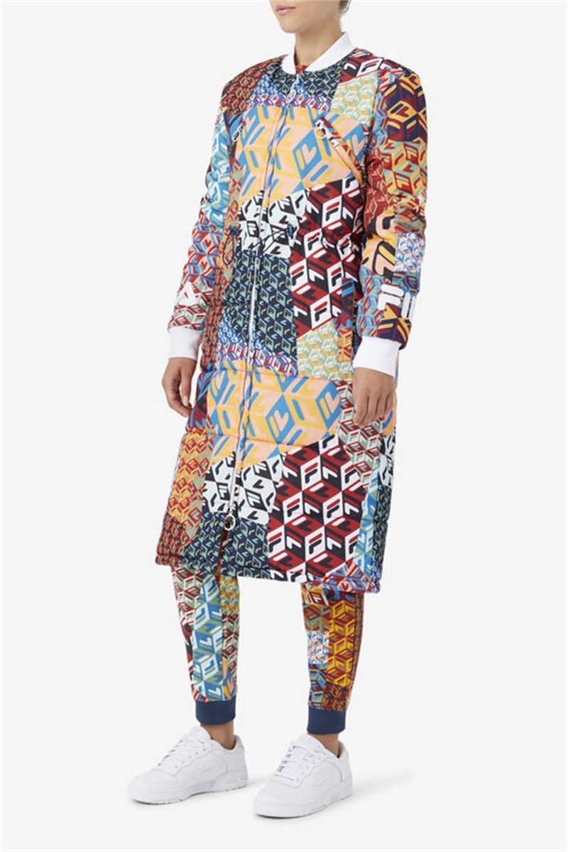 Yellow / White Women's Fila Joanna Allover Print Coats | Saudi Arabia-452903