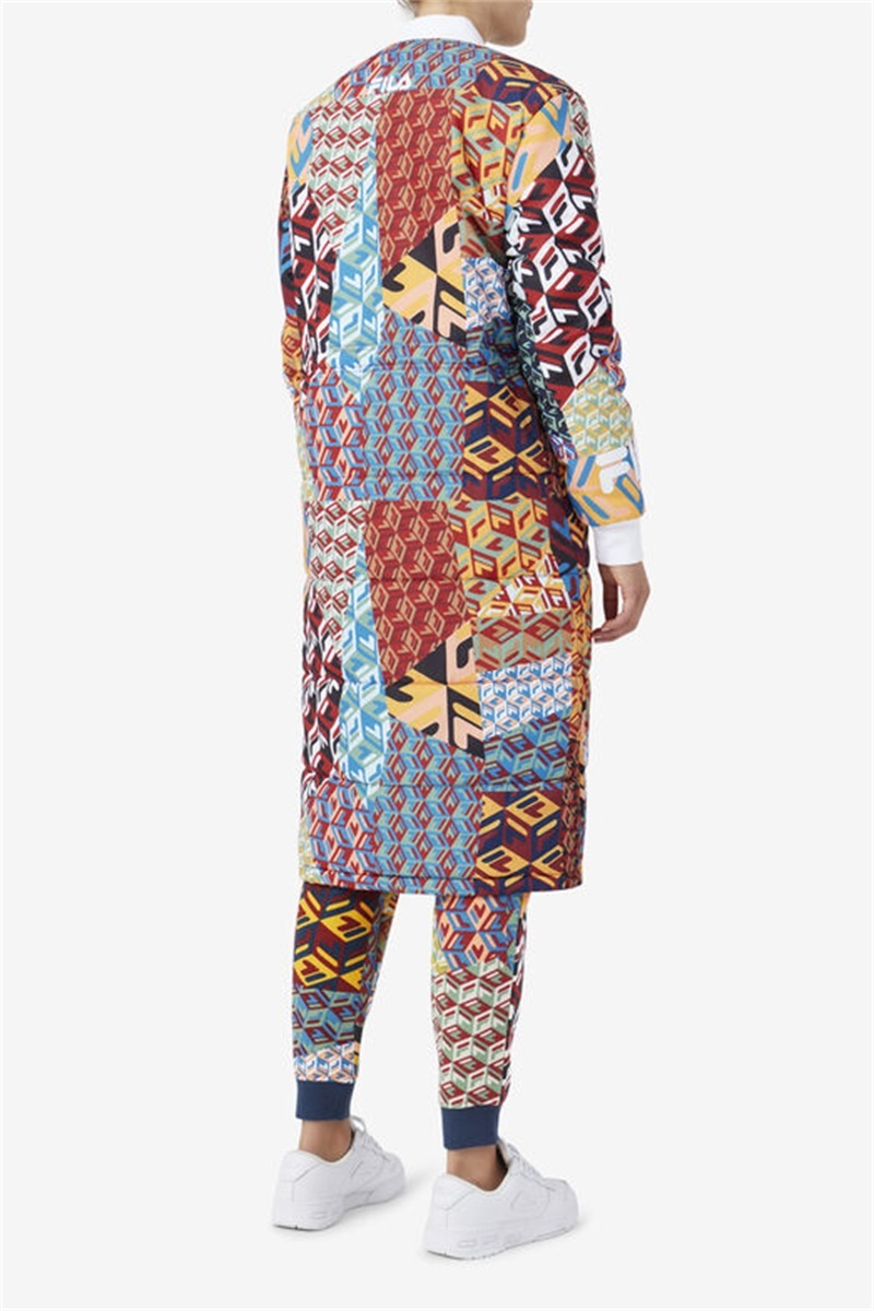 Yellow / White Women's Fila Joanna Allover Print Coats | Saudi Arabia-452903