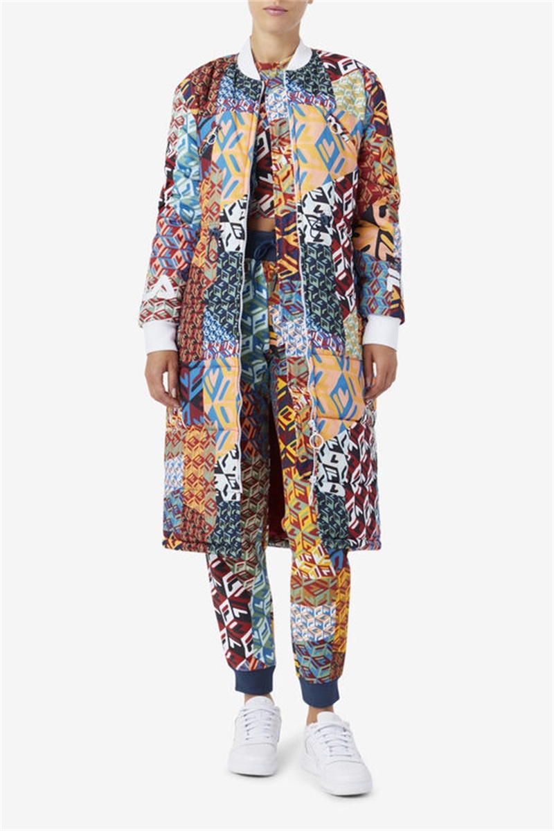 Yellow / White Women's Fila Joanna Allover Print Coats | Saudi Arabia-452903