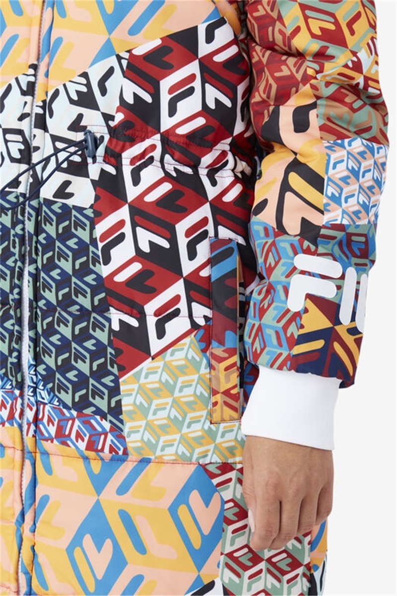 Yellow / White Women's Fila Joanna Allover Print Coats | Saudi Arabia-452903